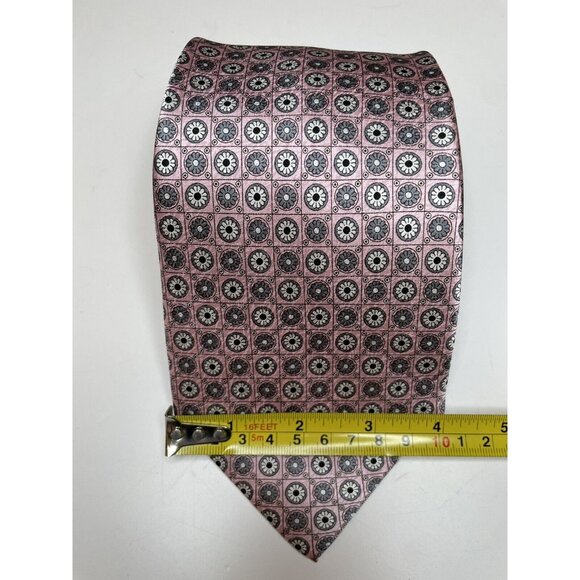 Pierre Cardin Silk Floral Tie Pink 4”x62” Long - Picture 4 of 8